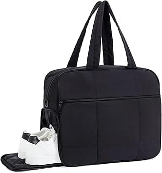 CLUCI Weekender Travel Bag for Women Puffer Tote Bag Carry On Duffel Overnight Bags with Shoe Compartment Black